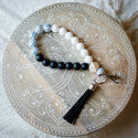 Beaded Wristlet - Black, White, & Teal