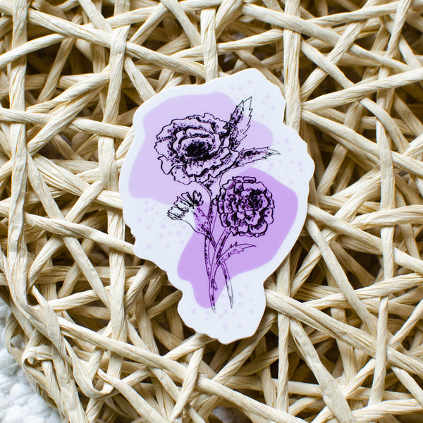 Purple Floral Sticker